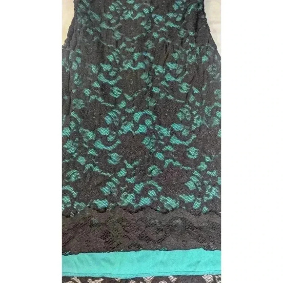 LF Ruby Rocks Lace Overlay Bodycon Black & Turquoise Blue Dress Small - Picture 10 of 10